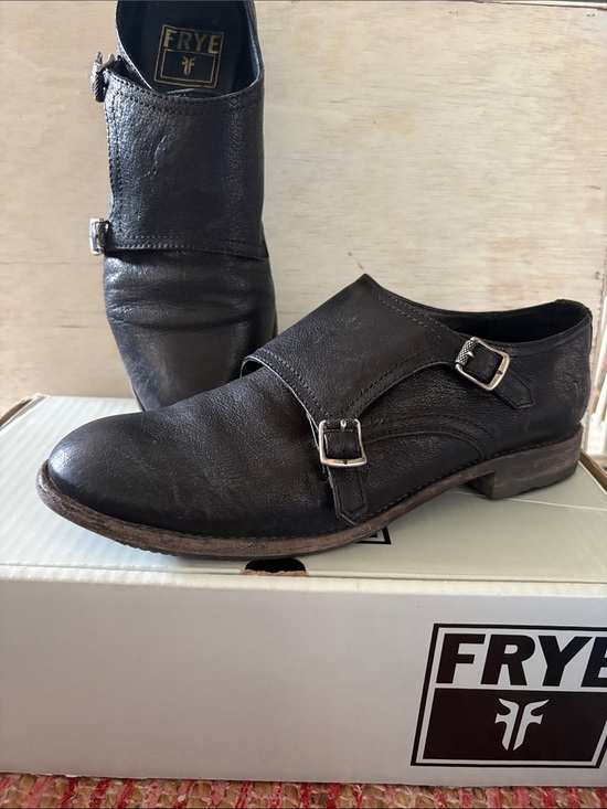Frye Shoes - SZ 9.5 ETHAN DOUBLE MONK BLACK LEATHER LOAFER BUCKLE WITH BOX